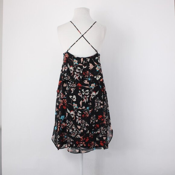 BCBG Maxazria Dress $178 Sz L Black Multi Color Floral 100% Polyester Dress - Picture 9 of 14